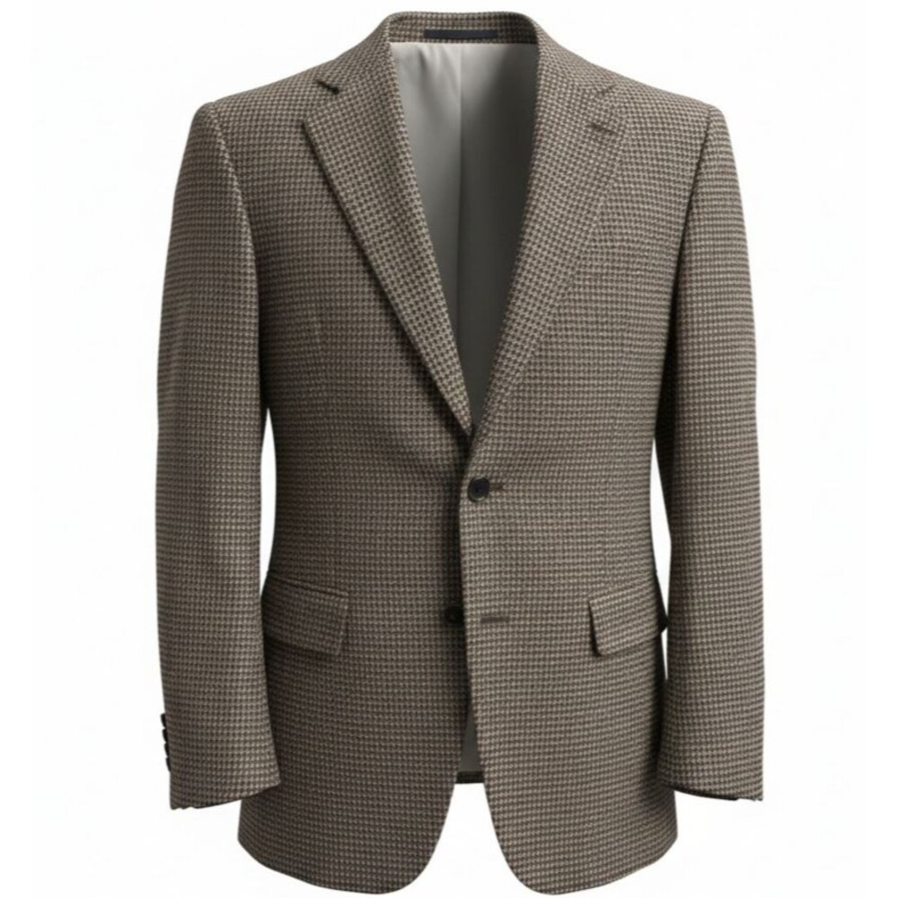 Vintage TWEED WOOL Men’s Blazer 40L Gray Sport Coat Two‑Button Jacket Brown